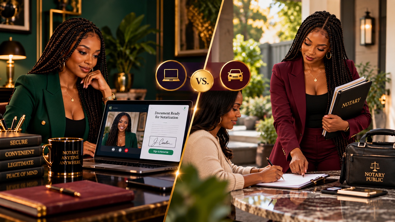 Comparison of online notarization by video call and a mobile notary visiting a signer